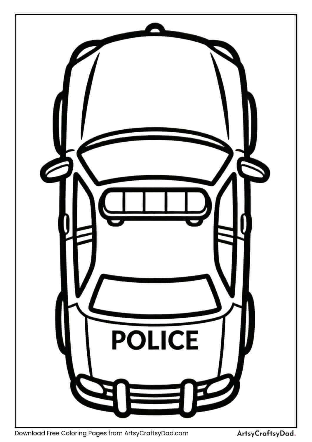 Basic police car outline coloring page