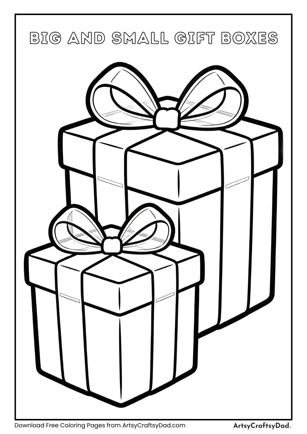Big gift box and small gift box coloring page
