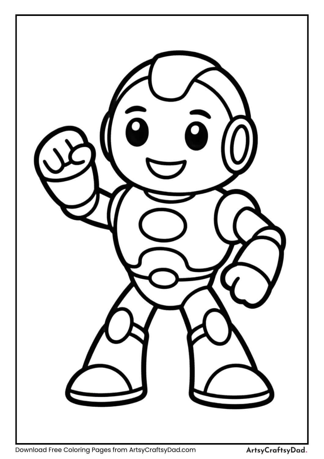 Smiling Transformers hero robot coloring page