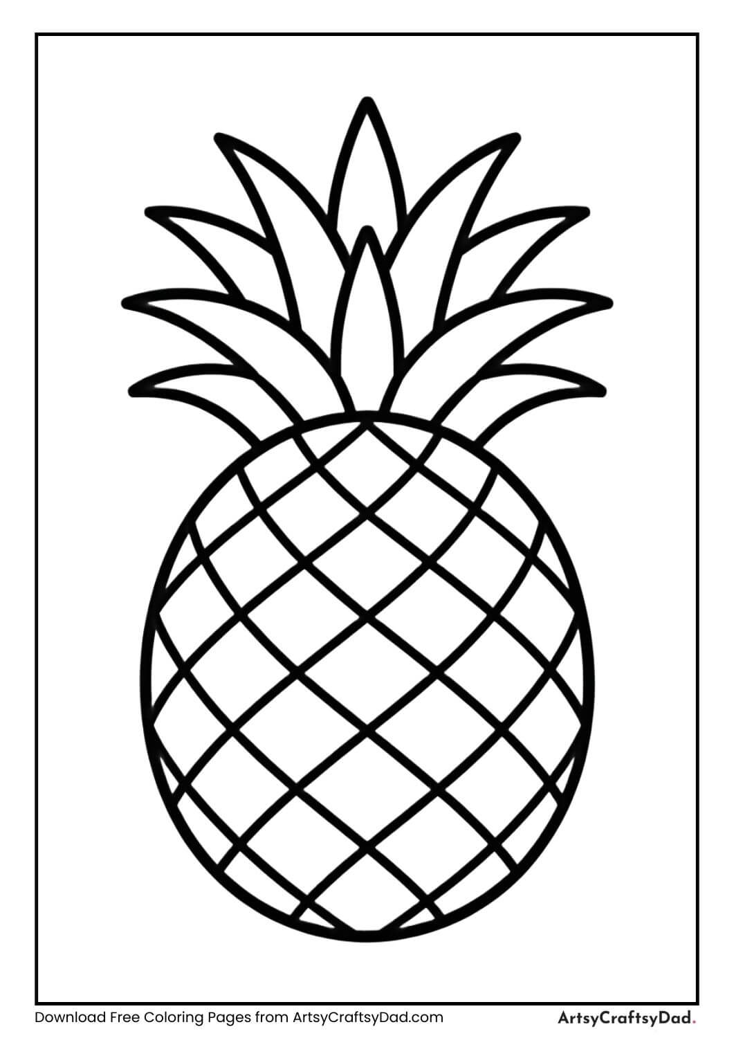 Black and white pineapple coloring page for kids