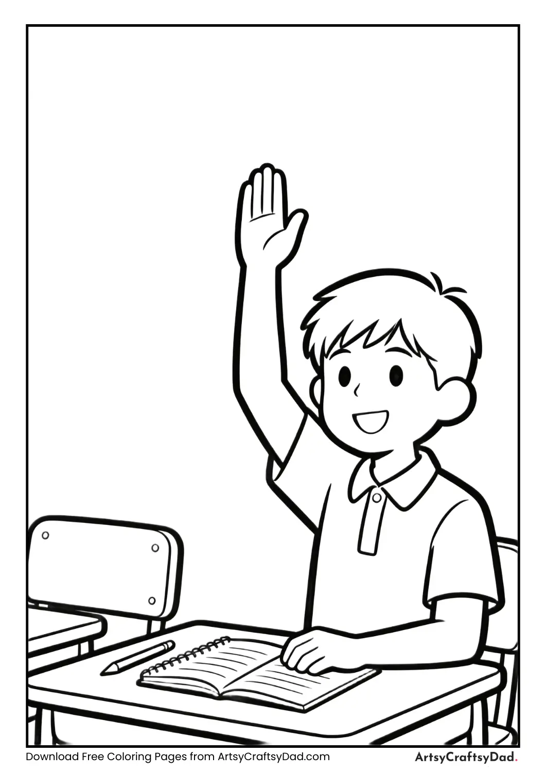 Student raising hand to ask question during exam