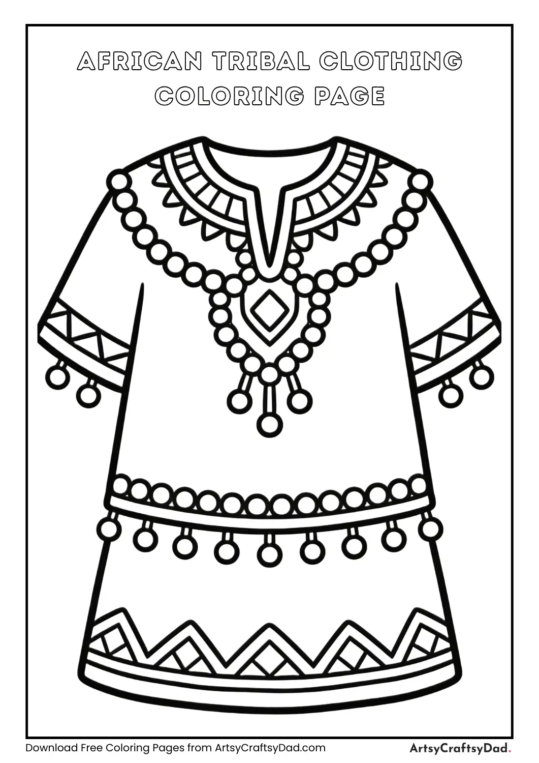 African tribal clothing coloring page for kids