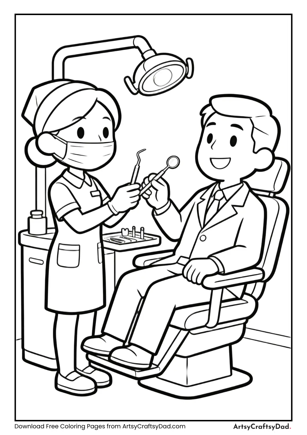 Dental assistant handing tools to dentist