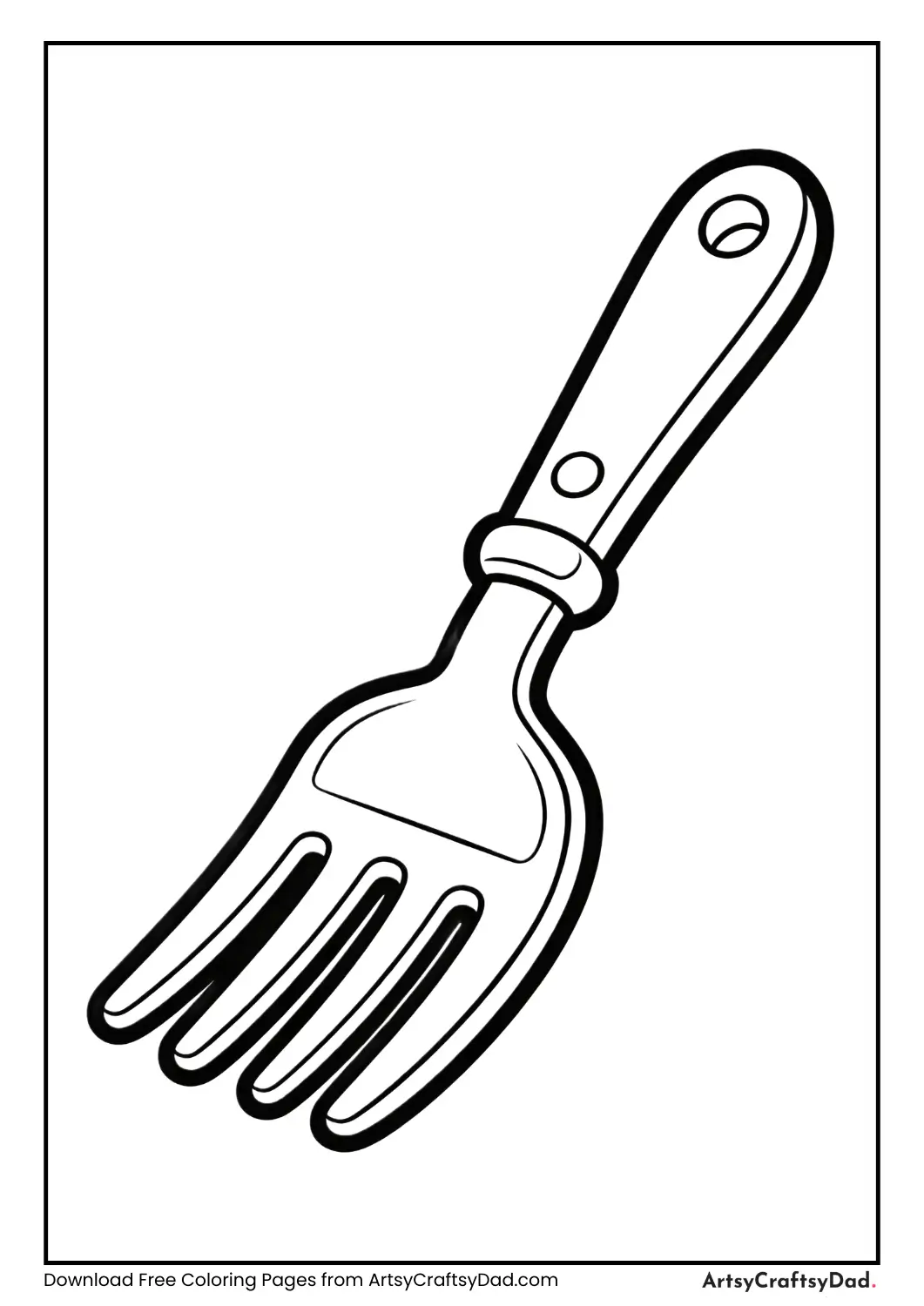 Black and white fork coloring page for kids