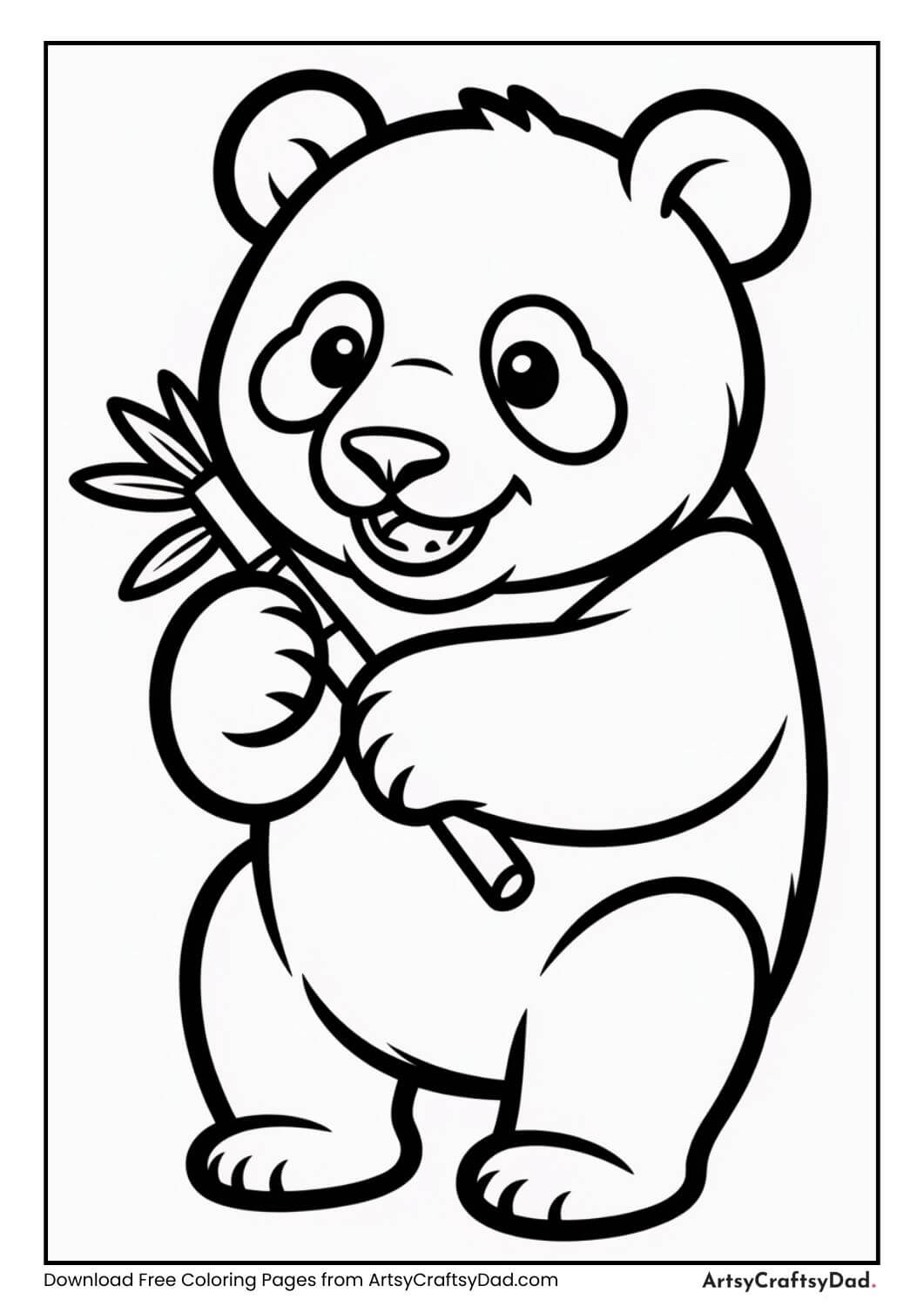 Black and white panda zoo animal coloring page for kids