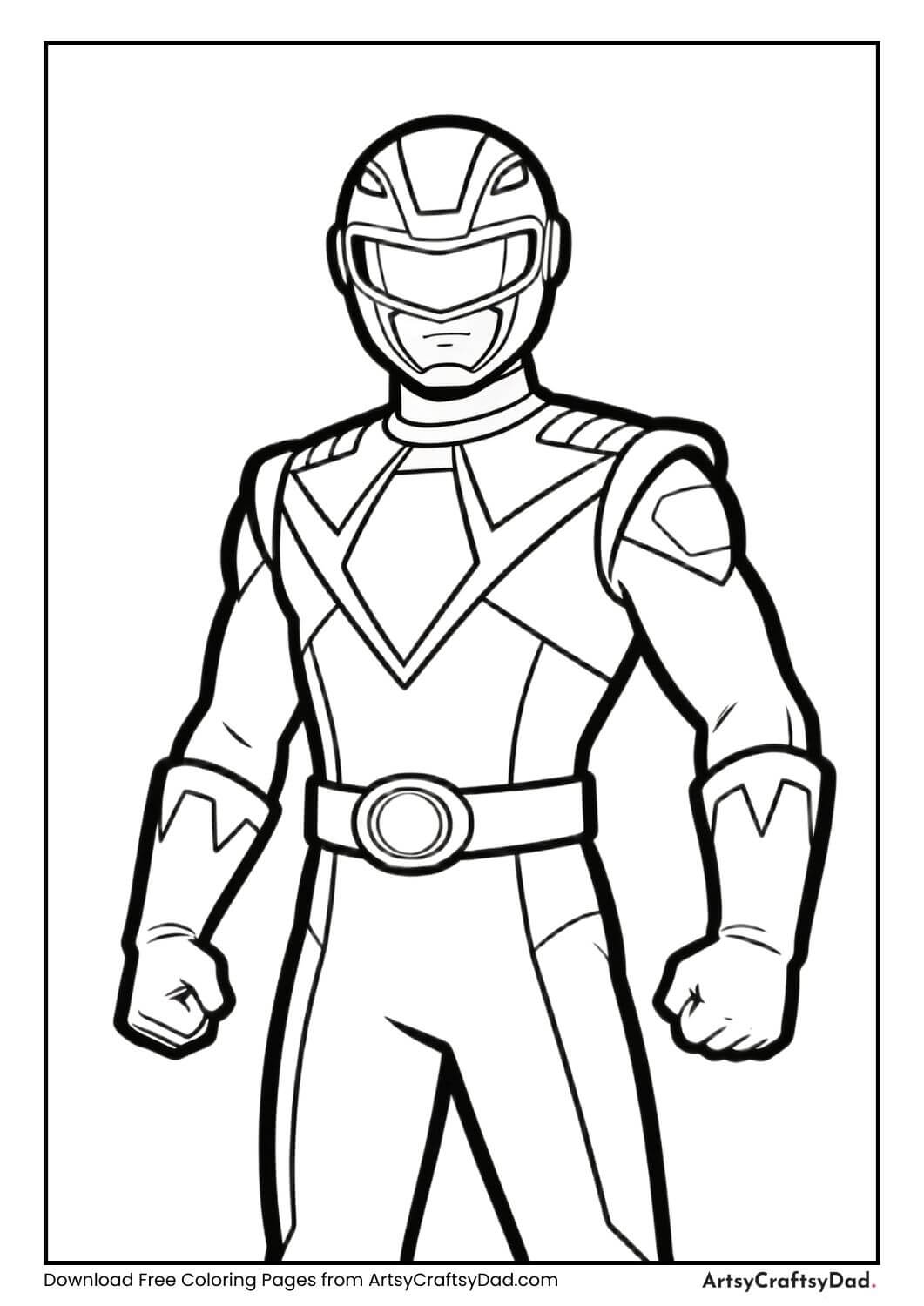 Pink Power Ranger confident pose coloring sheet