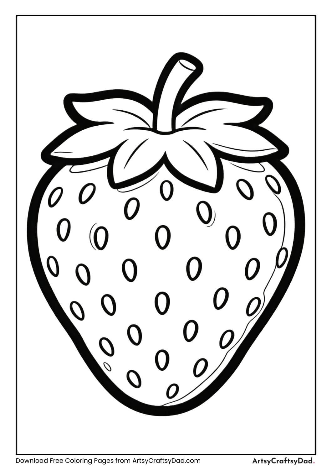 Black and white strawberry coloring page for kids