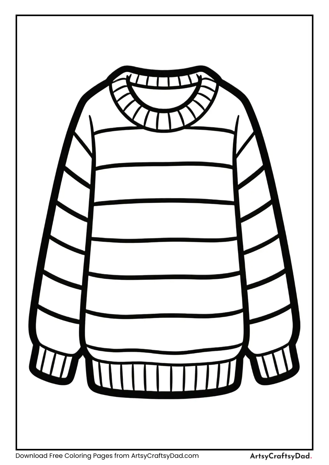 Black and white sweater outline for coloring
