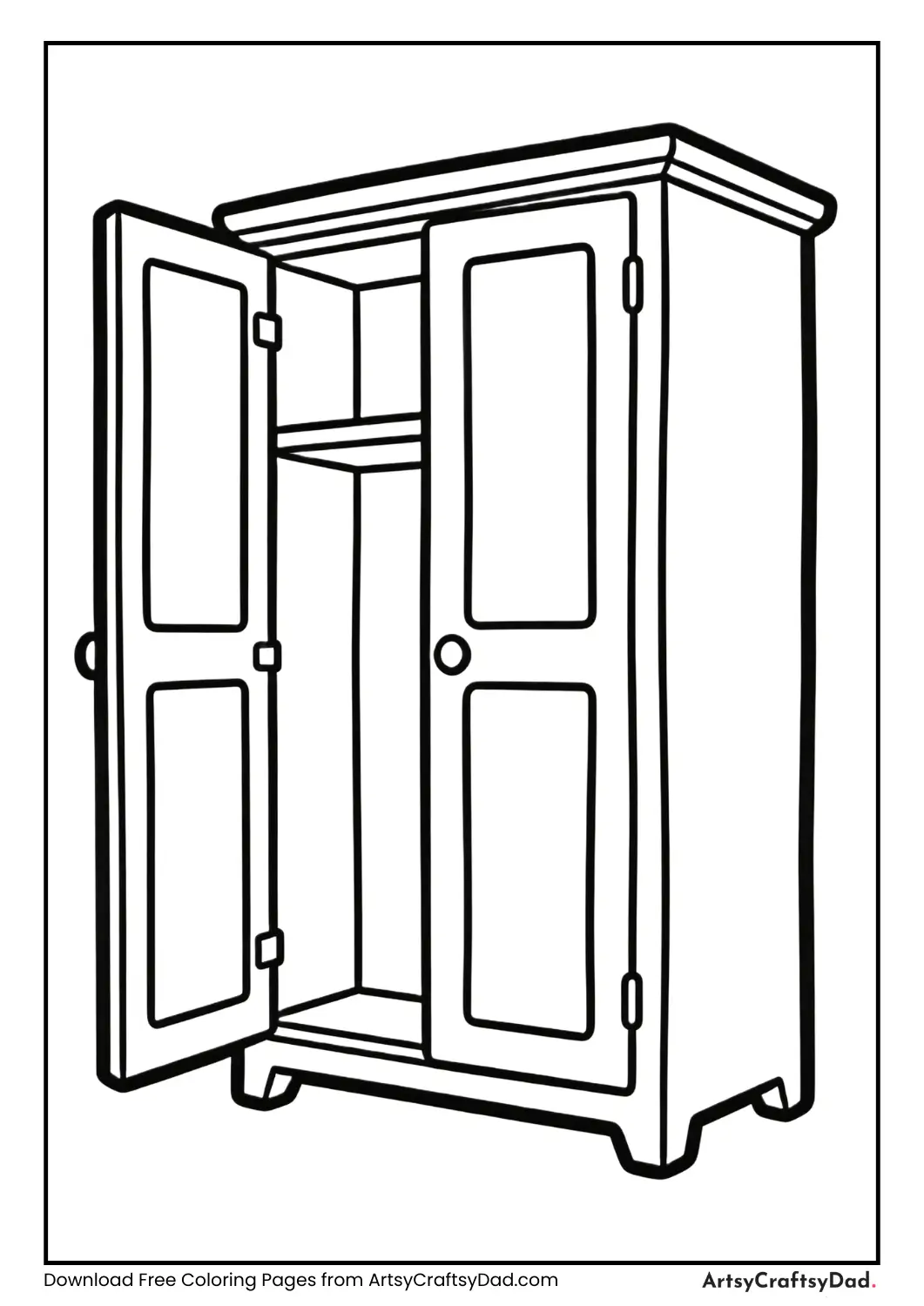 Wardrobe furniture black and white coloring page