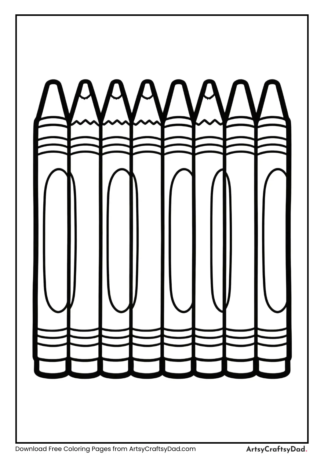 Count and color eight crayons easy worksheet for Grade 1 