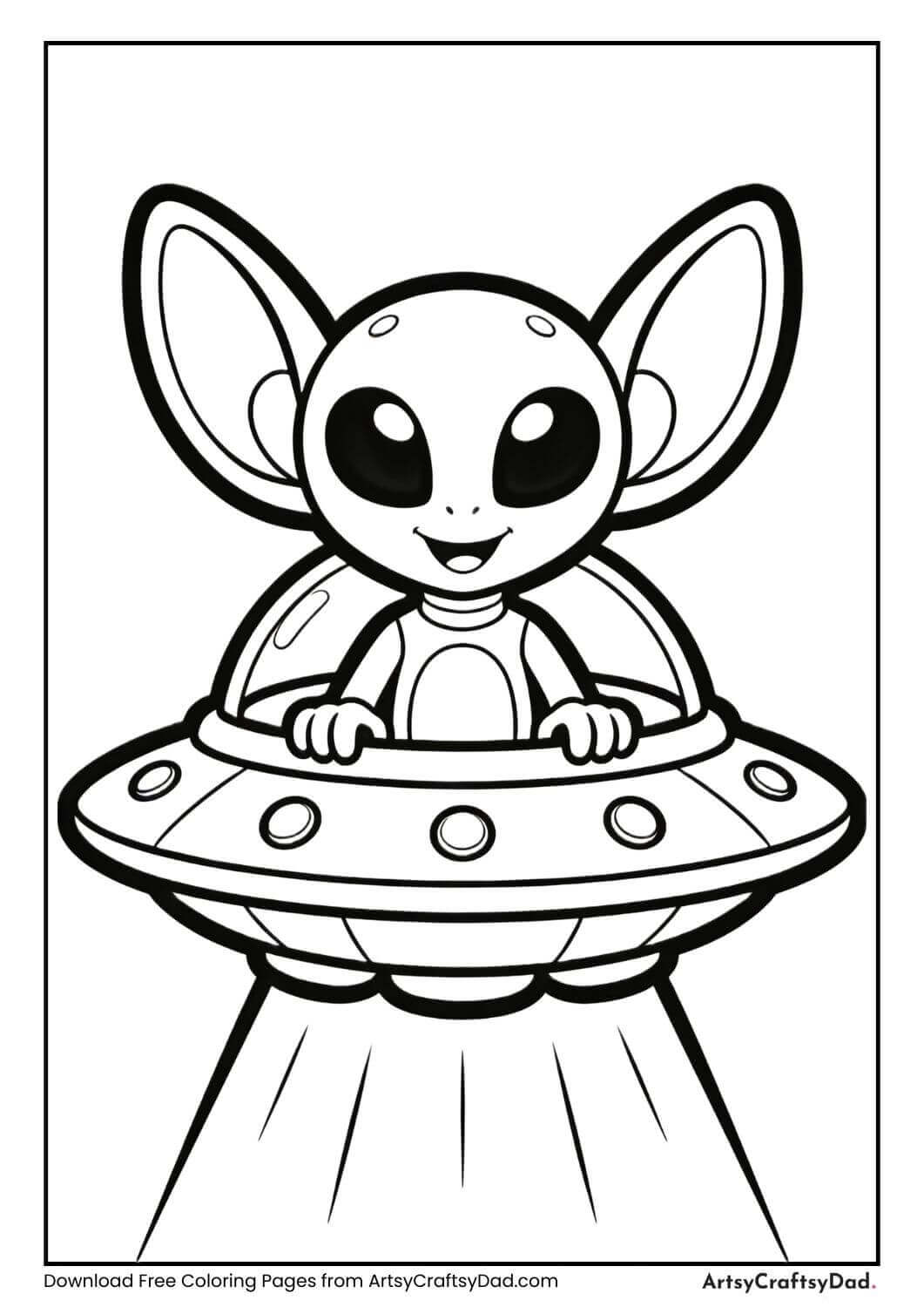 Alien riding a flying saucer
