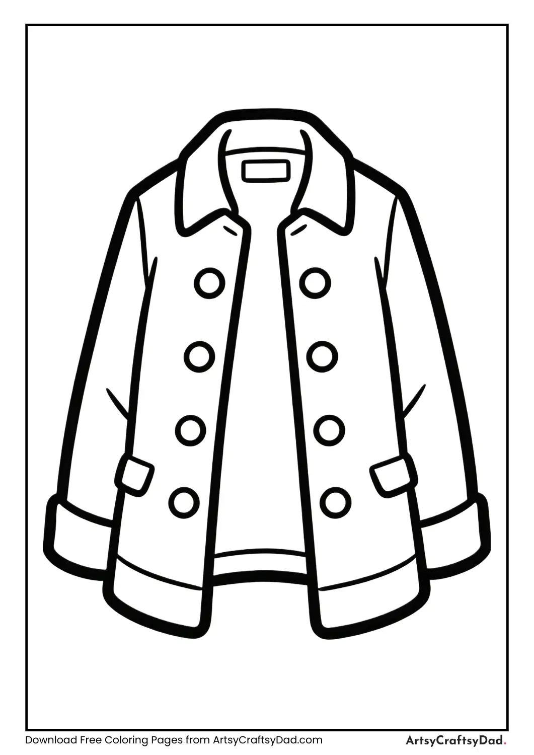 Black and white jacket outline for coloring