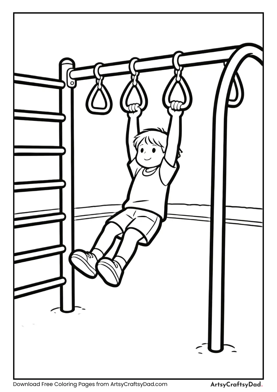 Monkey bars playground coloring page