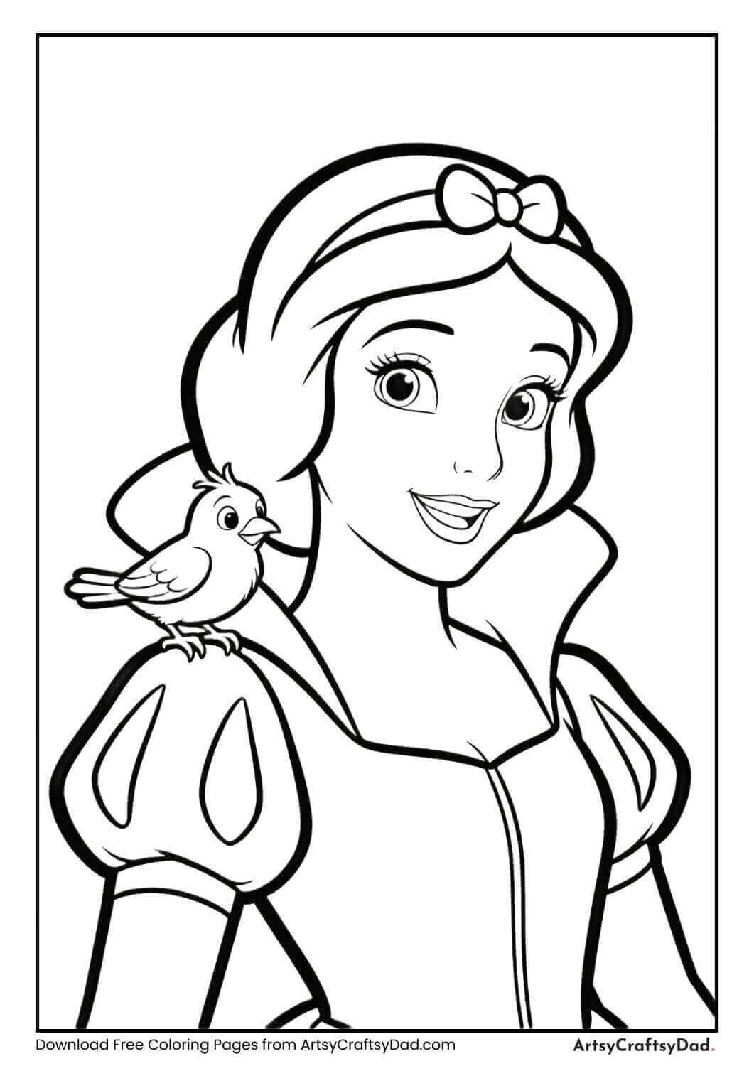 Princess with a small animal companion coloring page