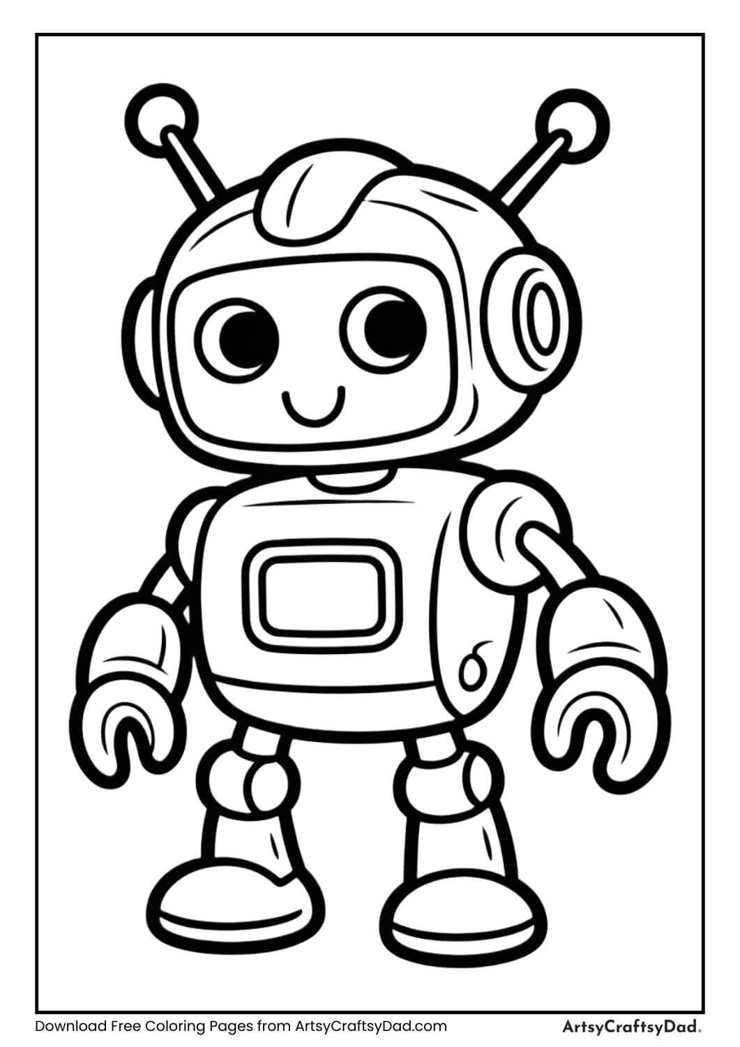 Smiling robot with antenna on its head
