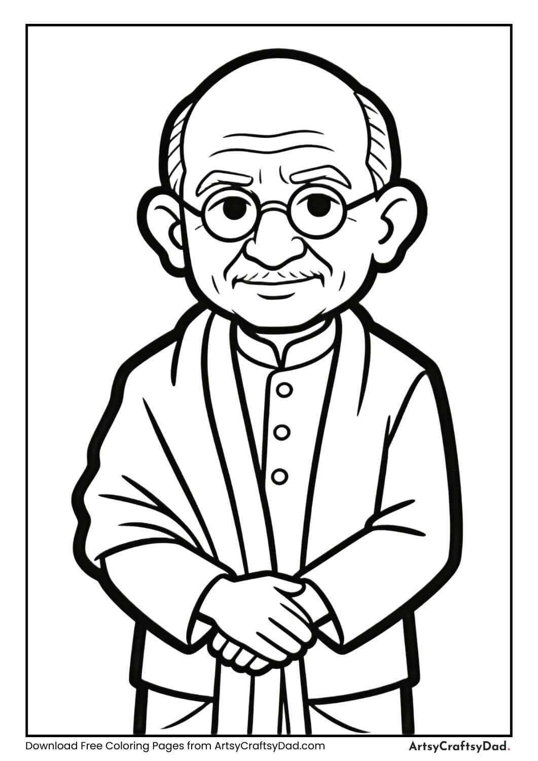 Black and white coloring page of Sardar Vallabhbhai Patel