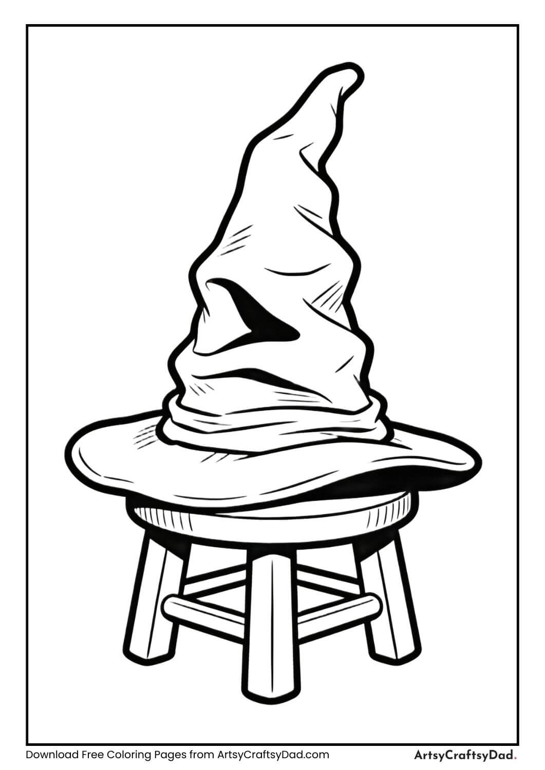 Sorting Hat black and white coloring page