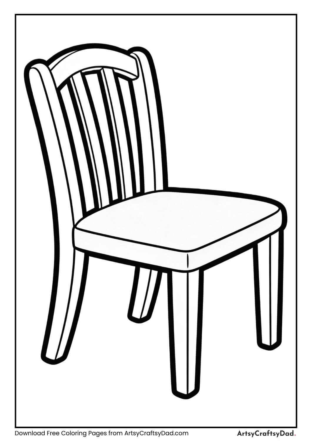 Dining chair black and white coloring page