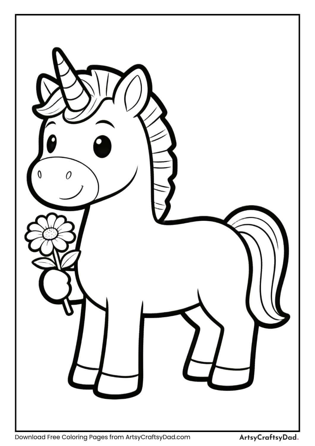 Friendly centaur holding a flower coloring page