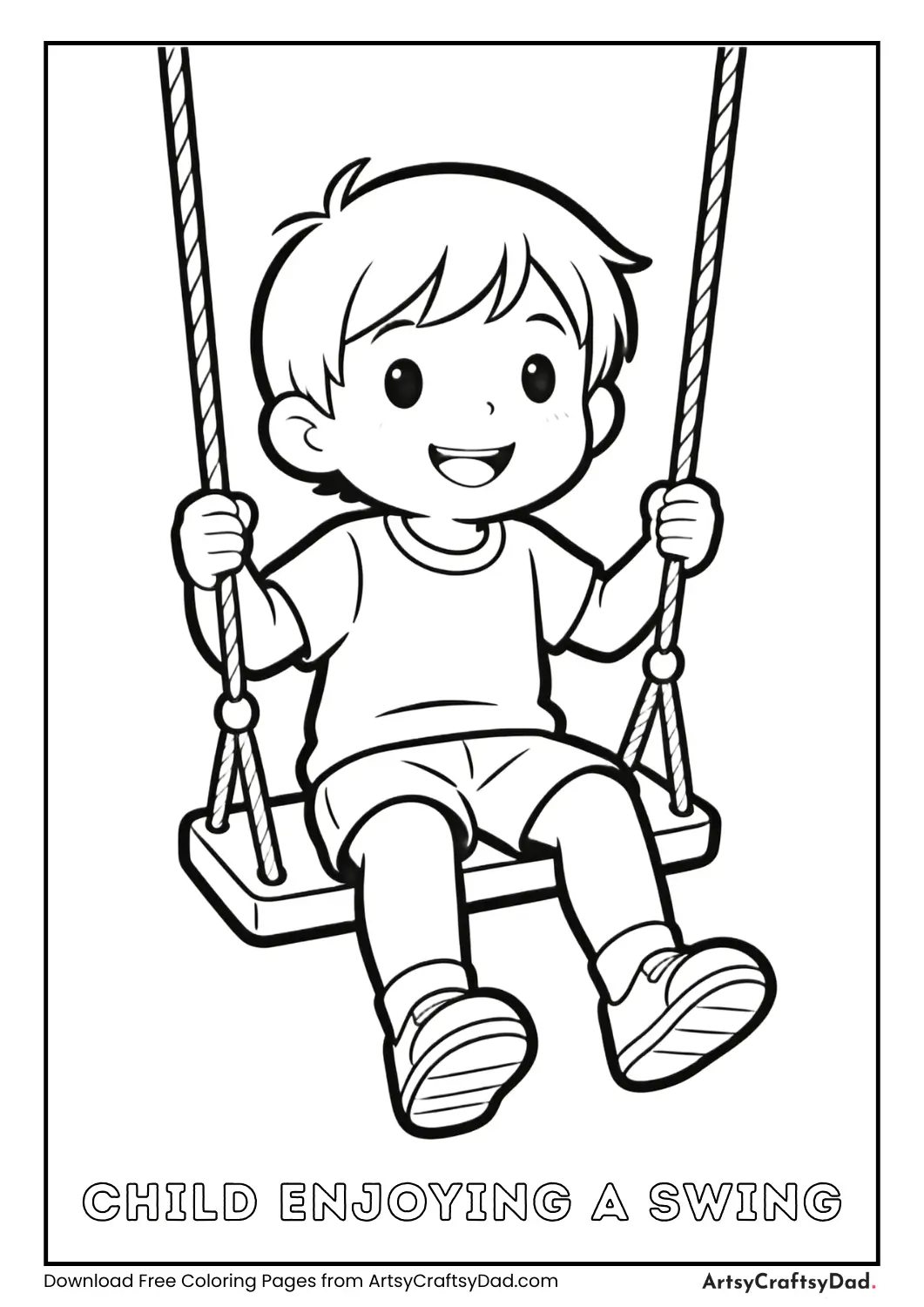 appy child swinging coloring page