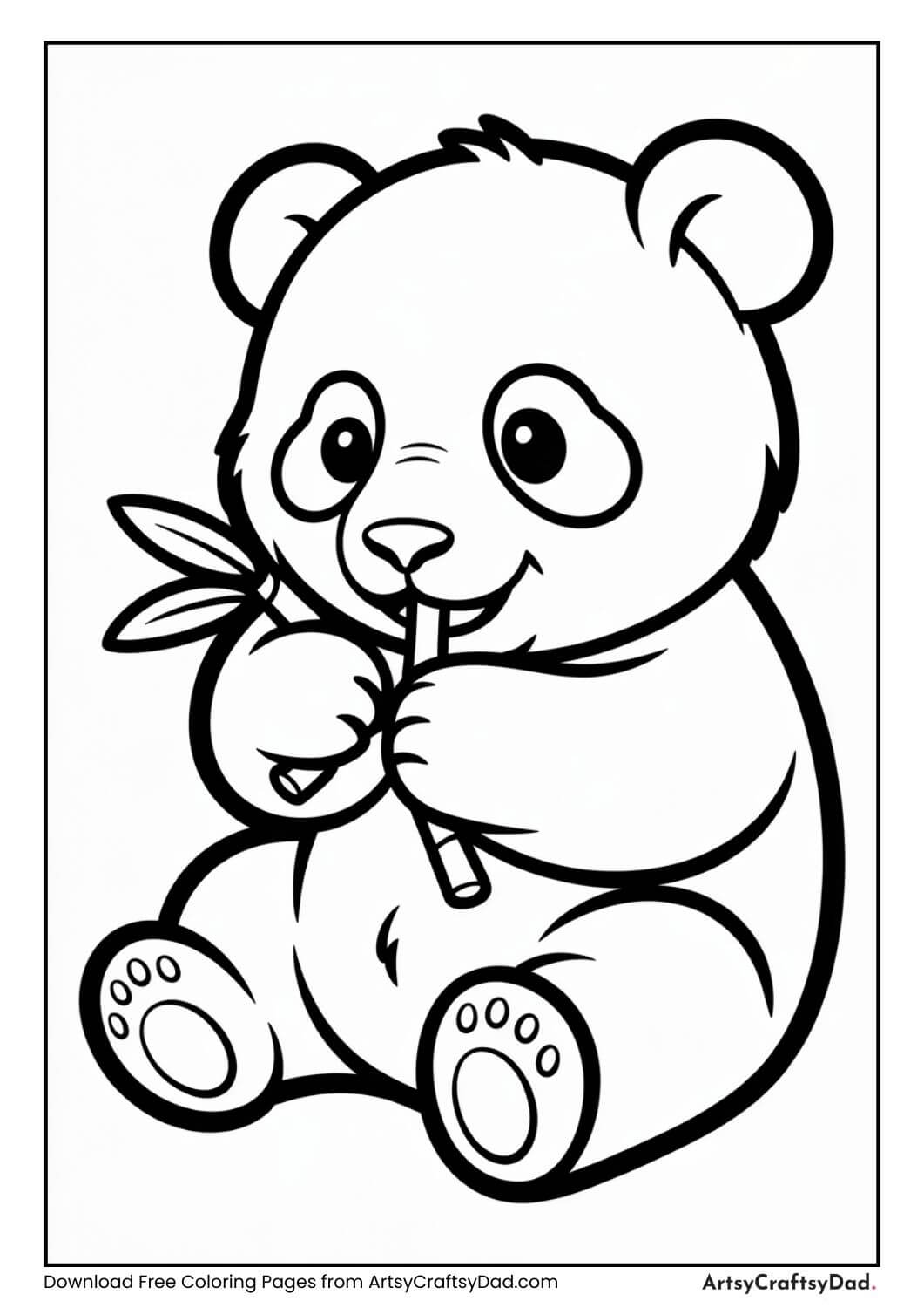 Baby panda black and white coloring page