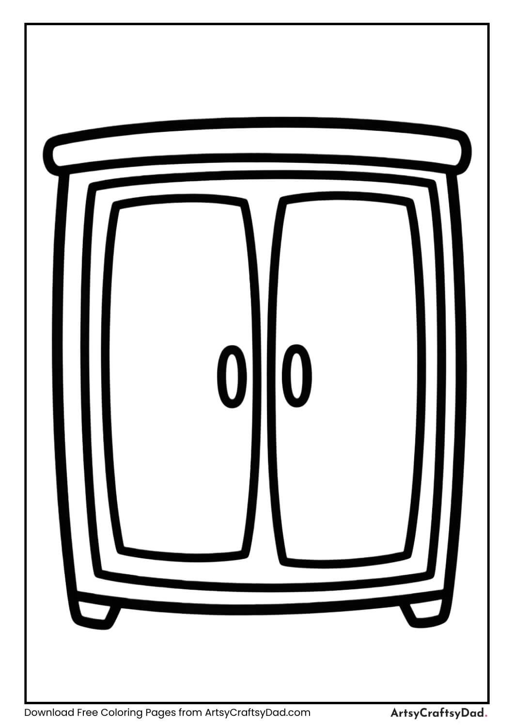 Cupboard black and white coloring page