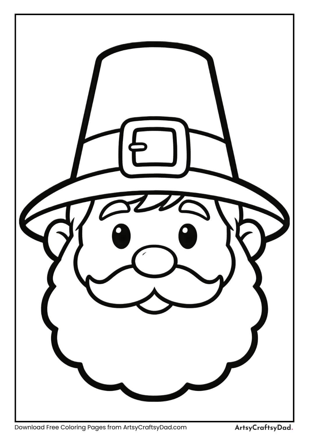 Pilgrim hat with smiling face coloring page