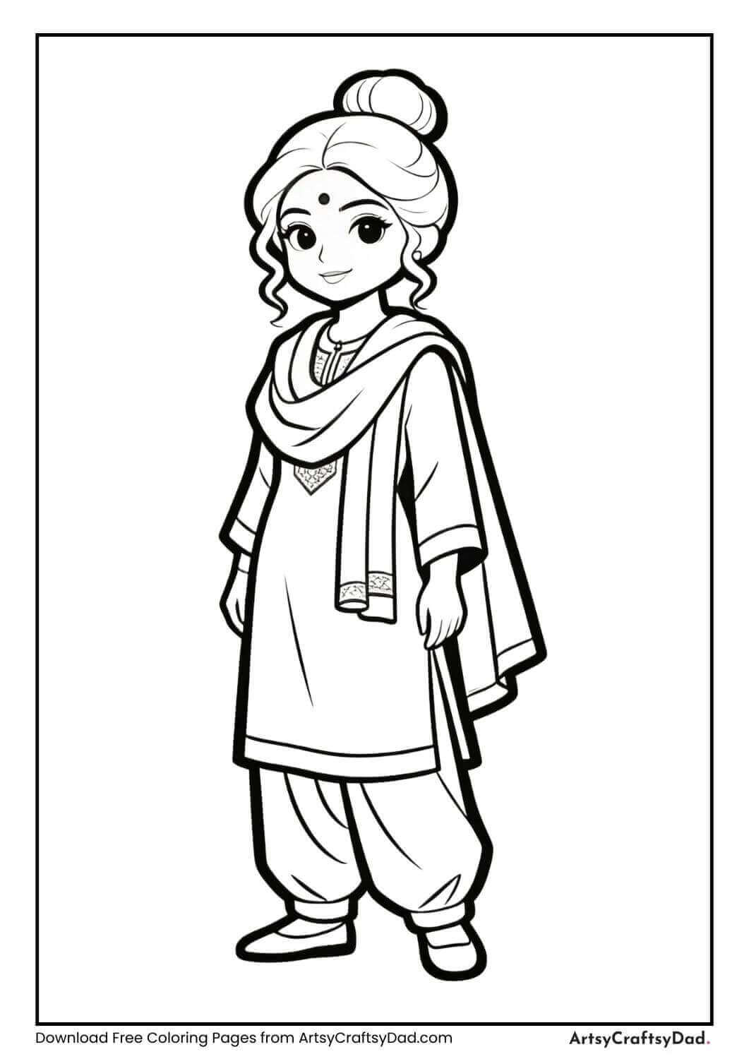 Punjabi woman in salwar-kameez with dupatta