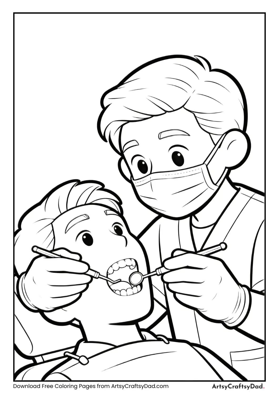 Dentist cleaning a child’s teeth