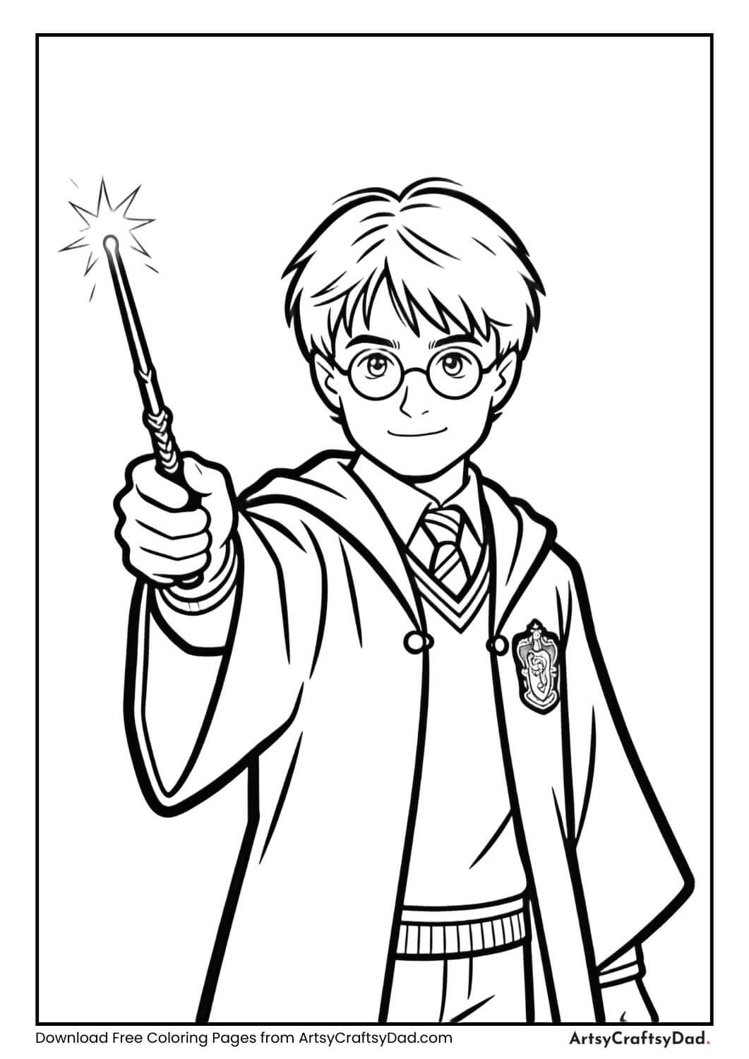 Harry Potter casting spell coloring page