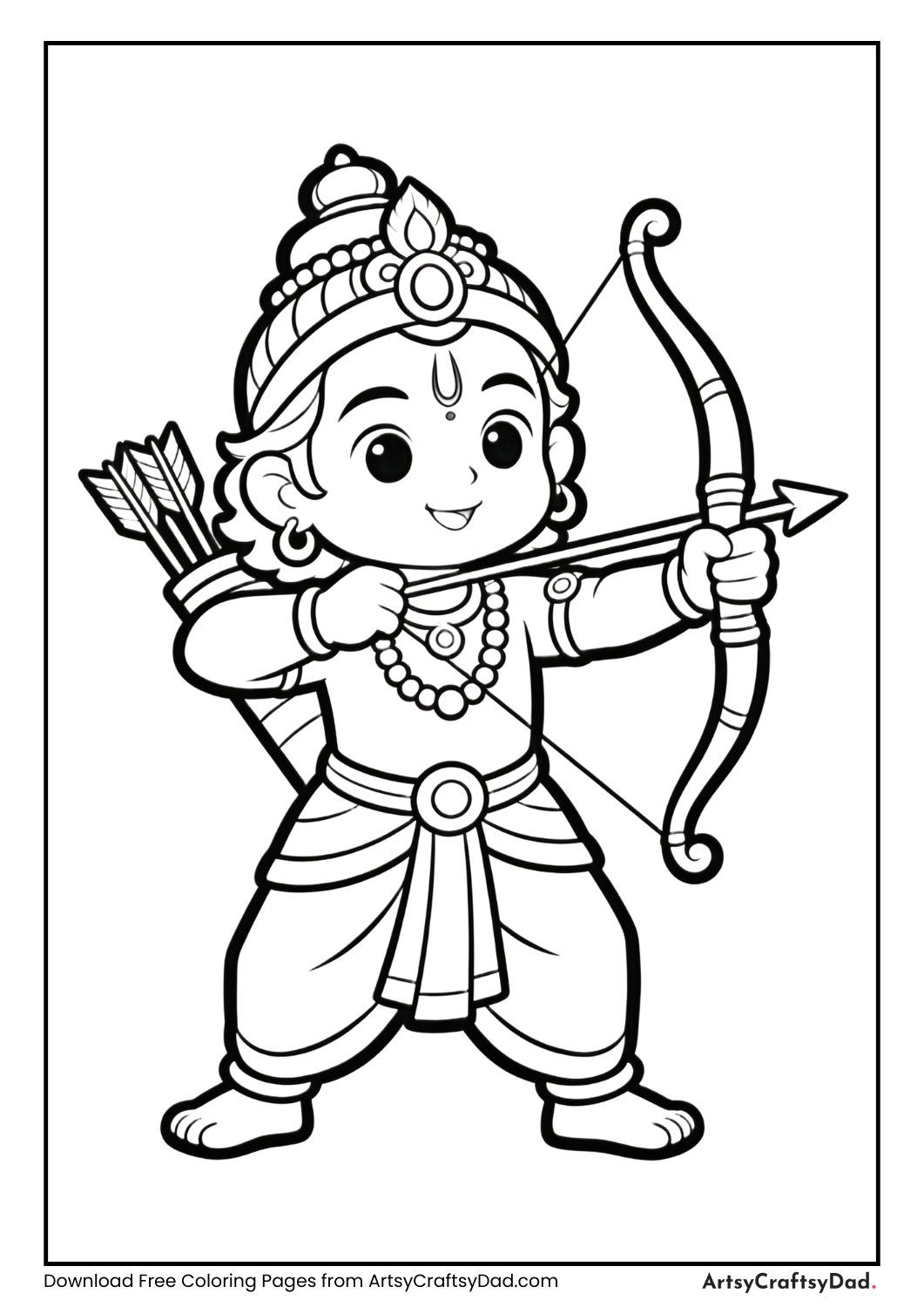 Lord Rama cartoon coloring page black and white
