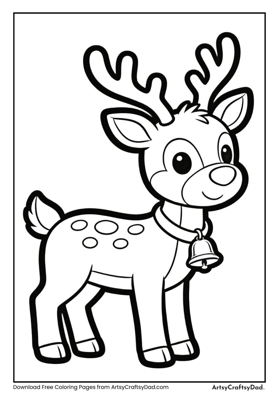 Reindeer with bell around neck coloring page