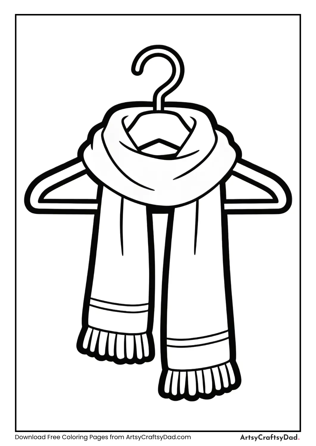 Black and white scarf outline for coloring