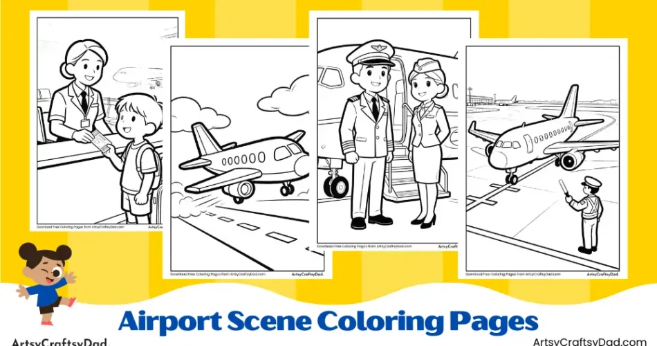 Airport Scene Coloring Pages for Kids