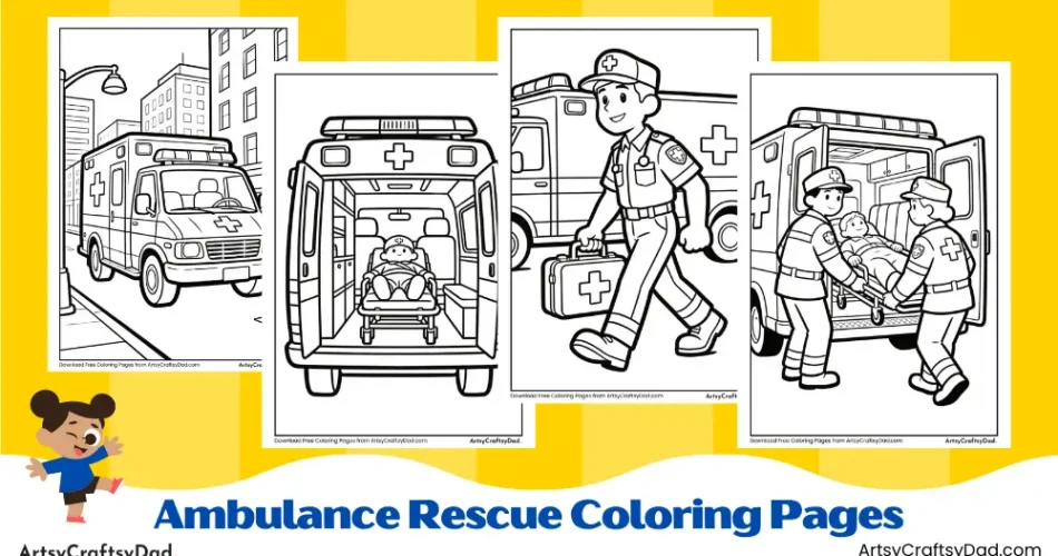 Ambulance Rescue Coloring Pages for Kids
