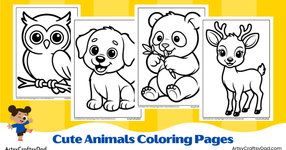 Cute Animals Coloring Pages for Kids