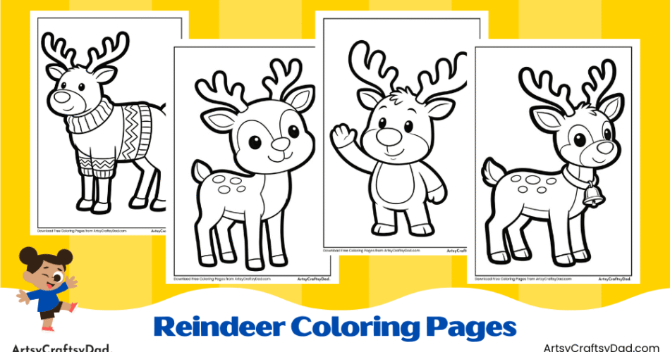 Cute Reindeer Coloring Pages for Kids