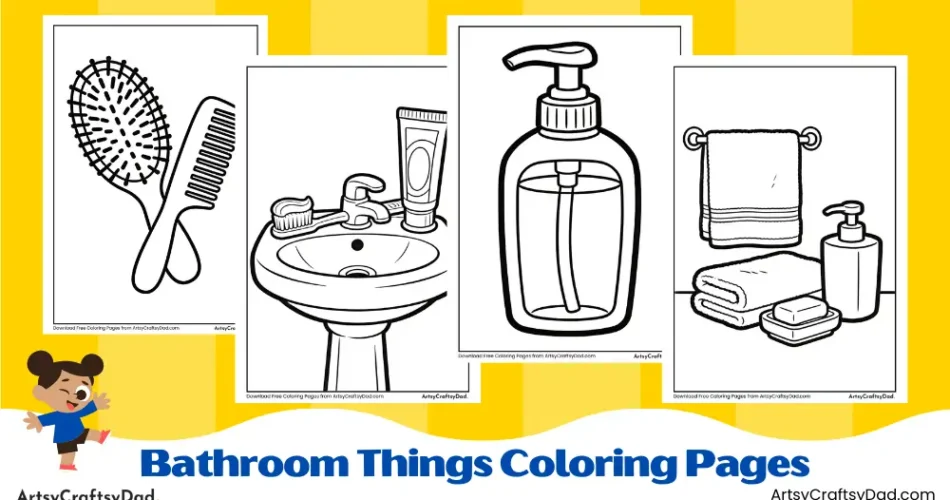 Easy Bathroom Things Coloring Pages for Kids