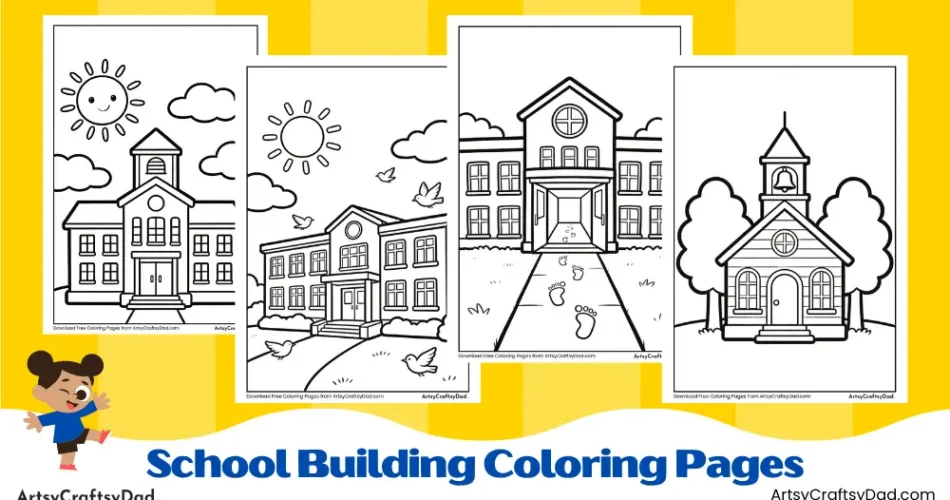School Building Coloring Pages for Kids