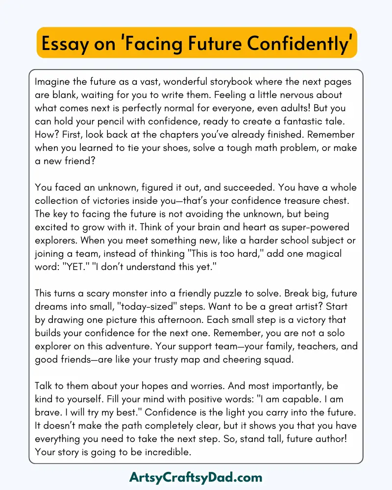 'Facing Future Confidently' – 300 Words Essay for Grades 8 to 10 Students