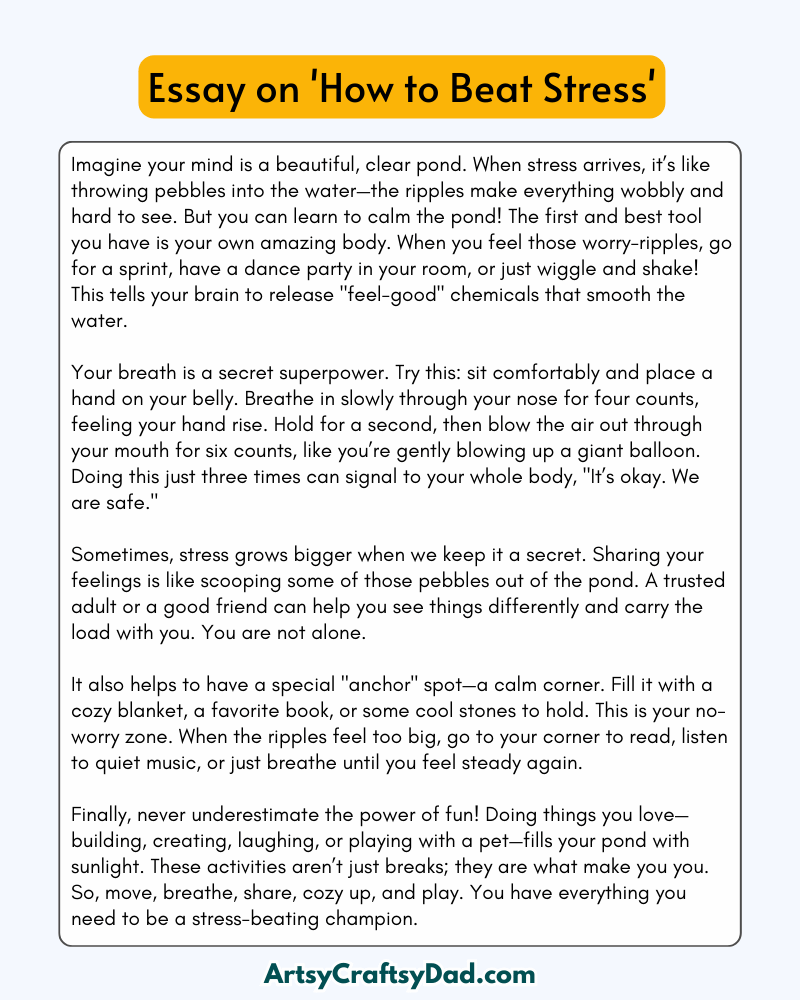 'How to Beat Stress' - 300 Words Essay for Grades 9 to 10 Students