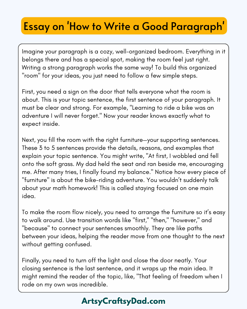 'How to Write a Good Paragraph' - 300 Words Essay for Grades 9 to 10 Students
