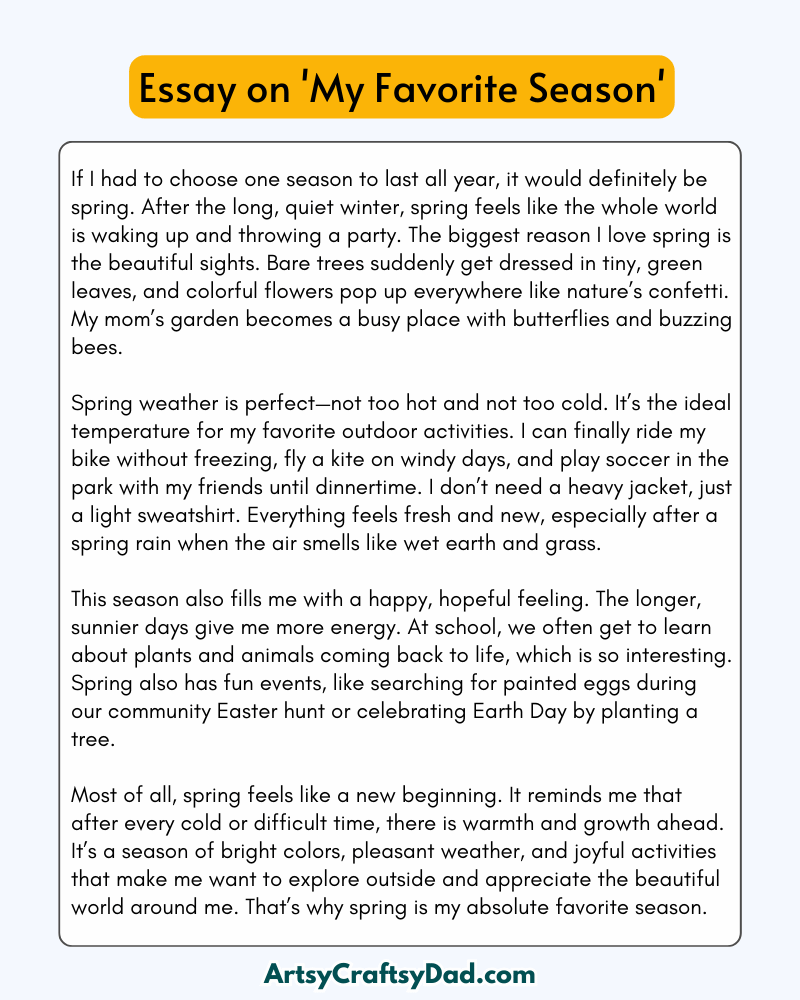 'My Favorite Season' – 300 Words Essay for Grades 8 to 10 Students