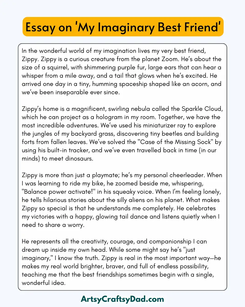 'My Imaginary Best Friend' – 300 Words Essay for Grades 8 to 10 Students