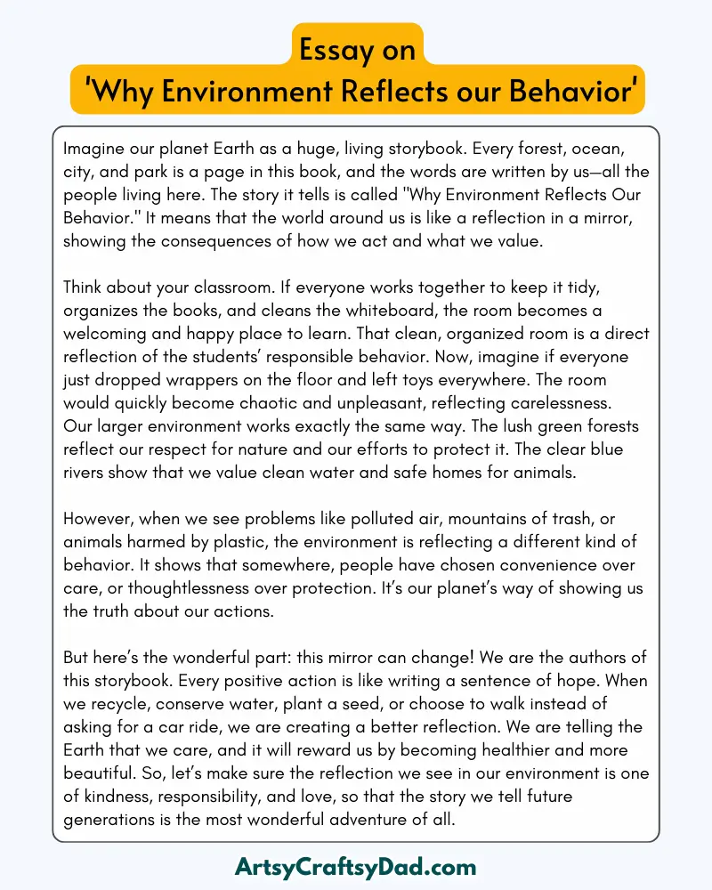 'Why Environment Reflects our Behavior' – 300 Words Essay for Grades 8 to 10 Students