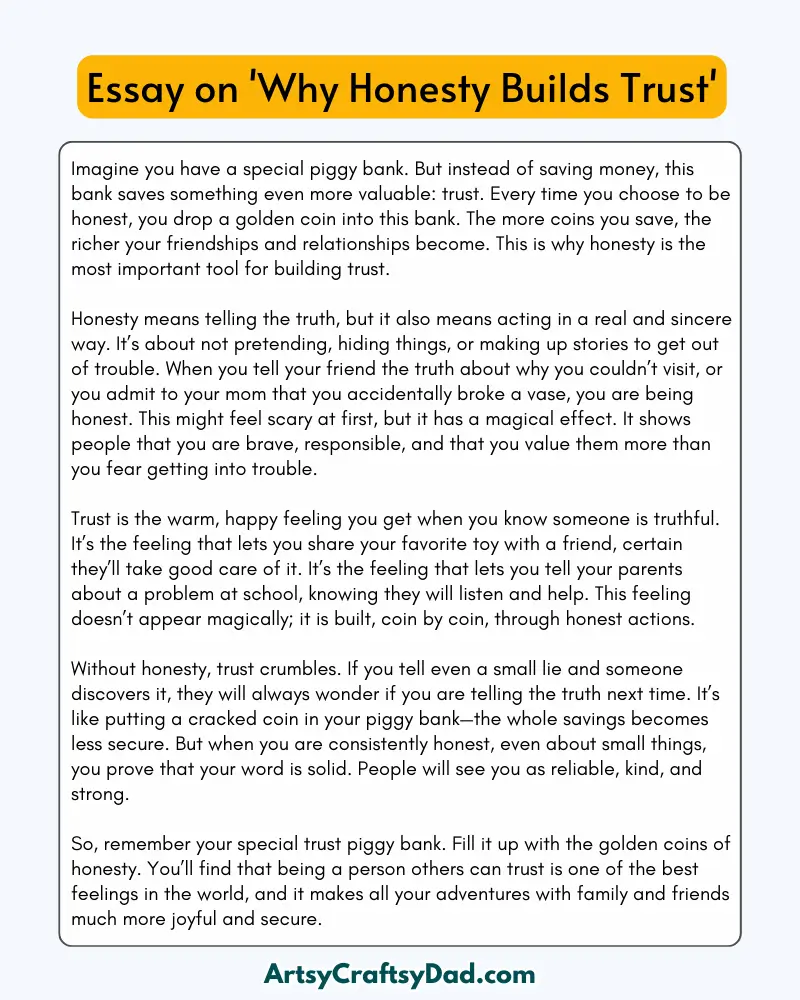 'Why Honesty Builds Trust' – 300 Words Essay for Grades 8 to 10 Students