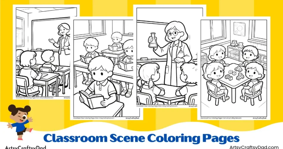 Classroom Scene Printable Coloring Pages for Kids