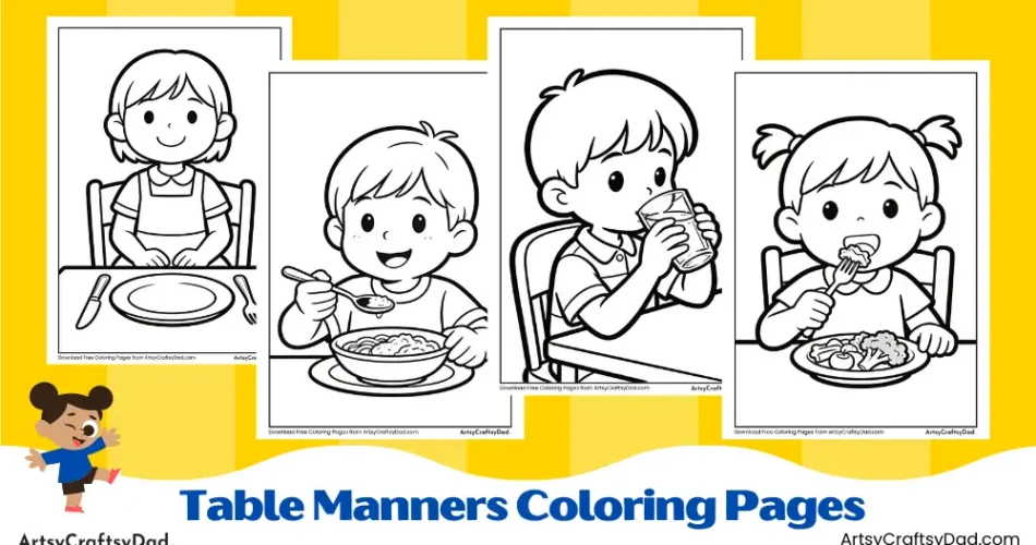 Fun Table Manners Coloring Pages for Kids