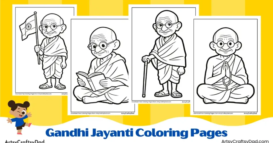 Gandhi Jayanti Coloring Pages for Kids