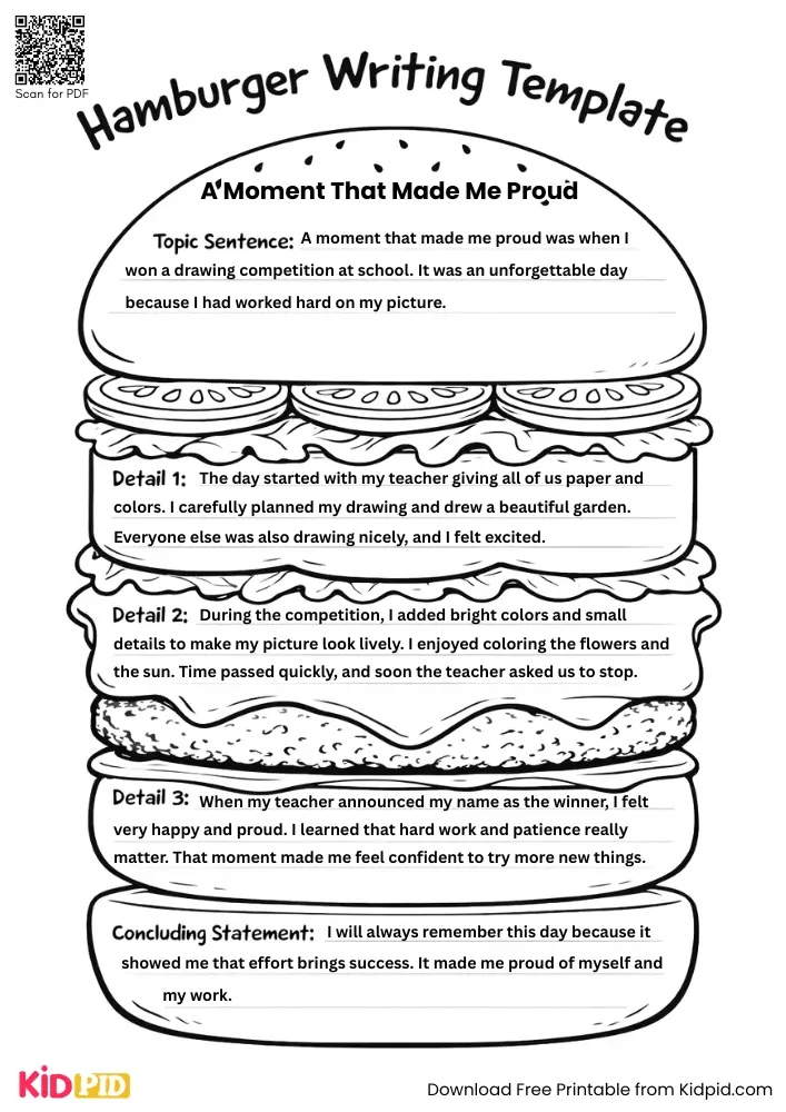 Hamburger Paragraph on 'A Moment that Made Me Proud' (Free Template)